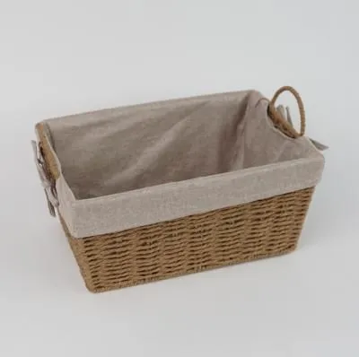 Корзина с ручками на метал каркасе плетеная, с тканевым вкладышем, 33*23*15 см TB-23Z027M-M