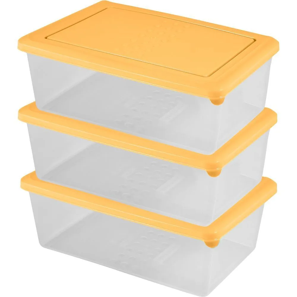 Комплект контейнеров для продуктов Asti прямоугольных 1,05л х 3 шт. (бледно-желтый)