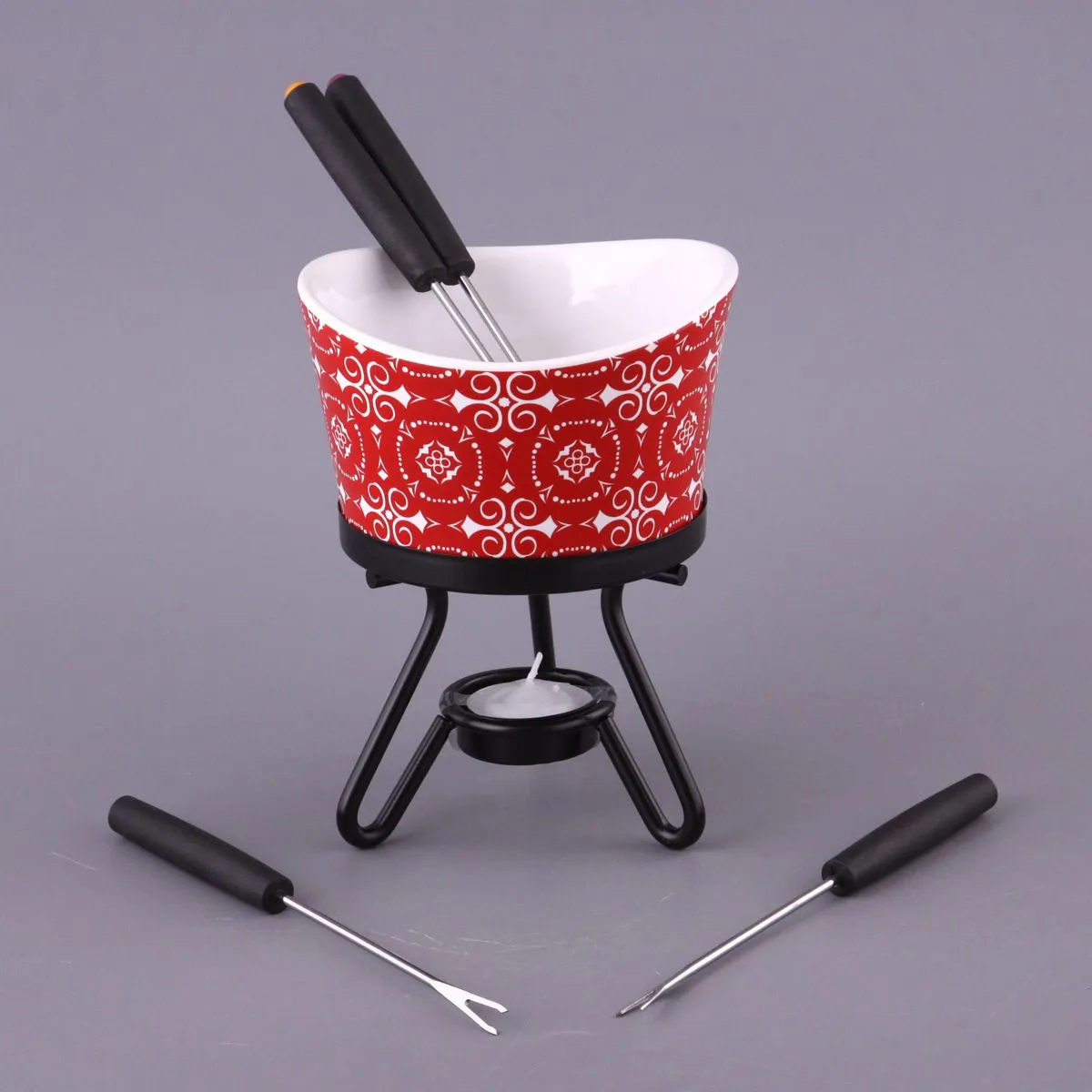 НАБОР ФОНДЮ : ЧАША КЕРАМИЧЕСКАЯ 400 МЛ.+ 4 ВИЛО...