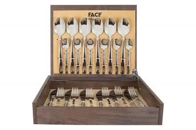 #Набор столовых приборов "Alanis" 24 предмета на 6 персон (6 ст ложек, 6 ст вилок, 6 ст ножей, 6 ч ложек) в деревянной коробке.