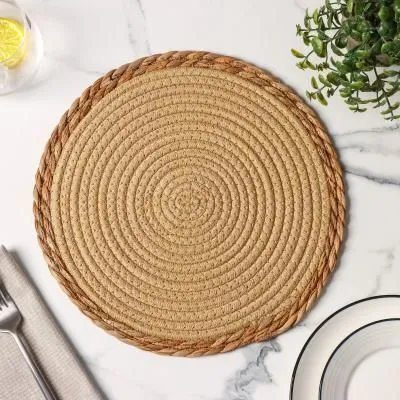 #Салфетка плетеная 30х30 см "Мэг" цвет бежевый   6894853