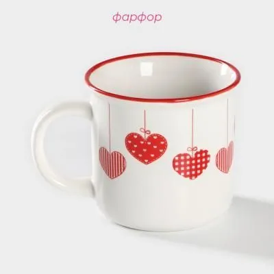 Кружка "Сердца" 370 мл, 12,8х9,8х9 см...