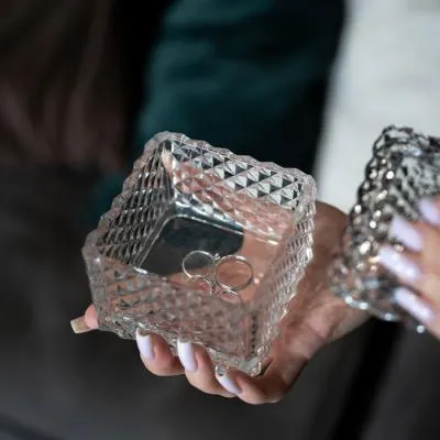 #Стеклянная шкатулка с крышкой, Д80 Ш80 В115, п...