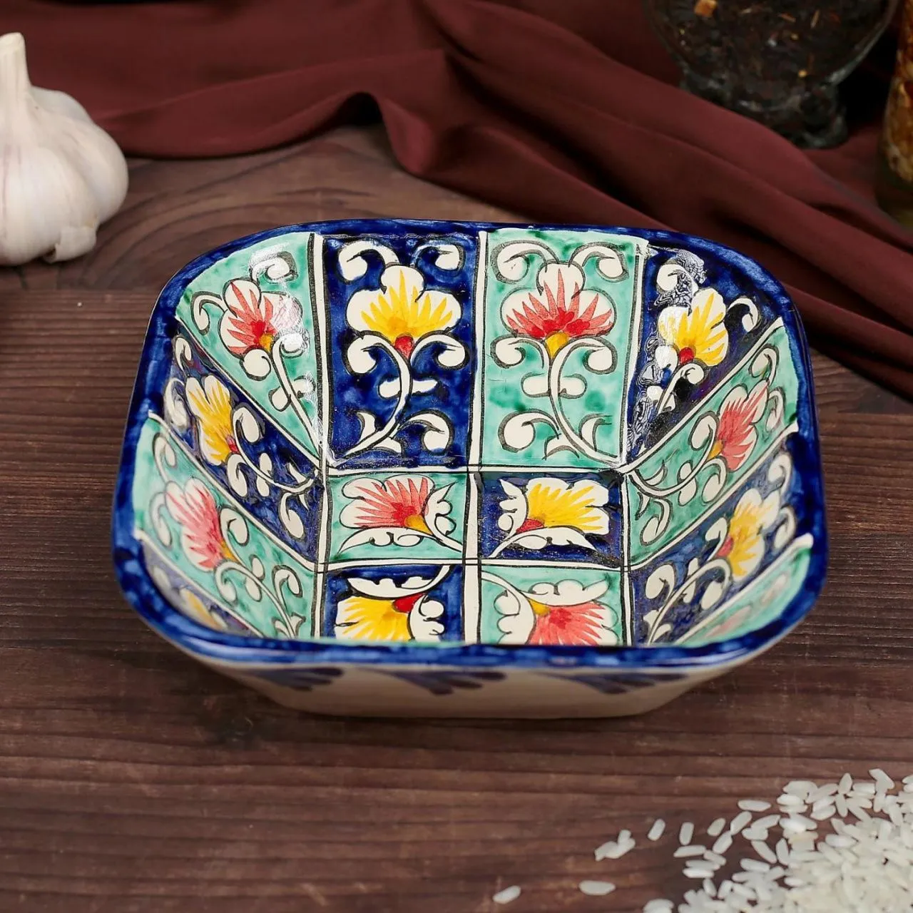 Салатница Риштанская Керамика "Цветы", 14 см, микс 2870517