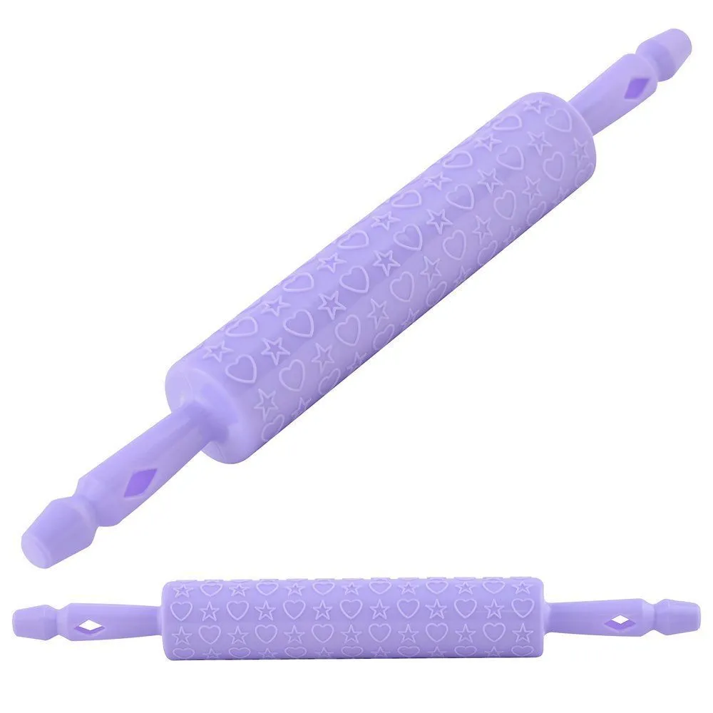 Скалка фигурная "Звездочки-сердечки" раб. часть 22,5см, d5см VL80-273