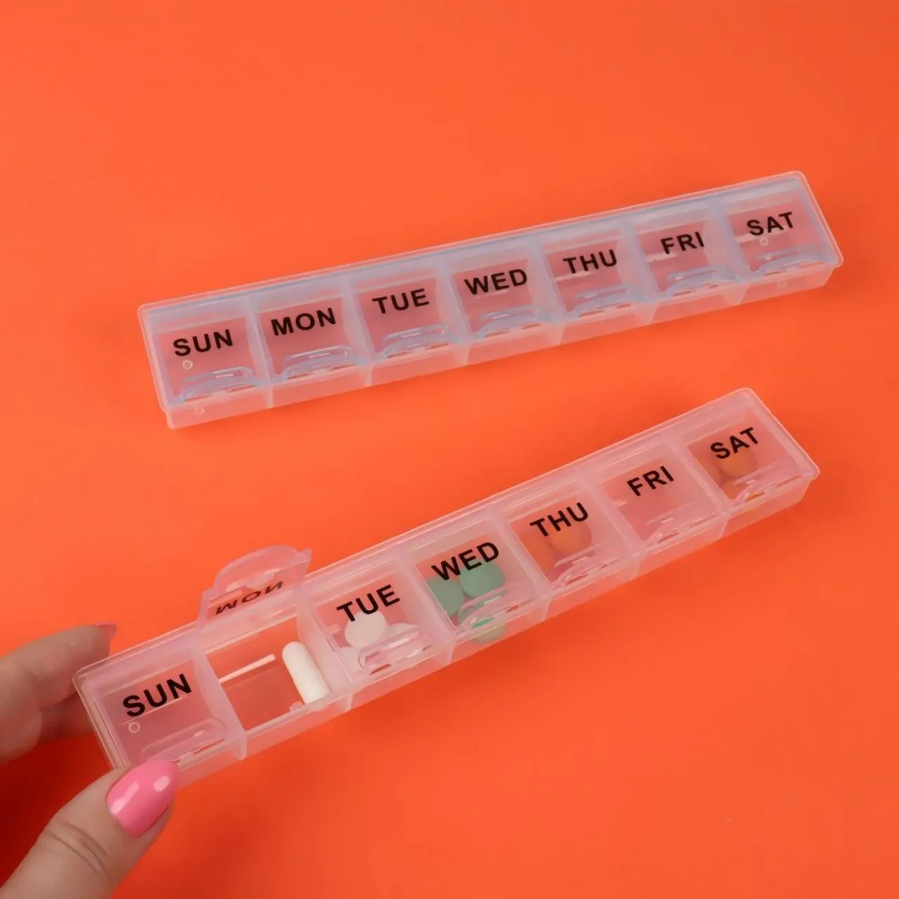 Таблетница 7секц 21,5*3,7*2,3 см Неделька англ буквы МИКС пакет накл ОТ   7532997