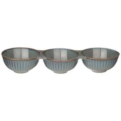 Менажница для закусок, соусов 3 секции BRONCO "SOUL KITCHEN" 24*8*4 см 70 мл синий 189-358