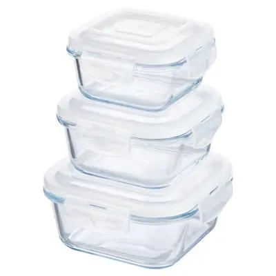 Набор 3 квадратных контейнеров пищевых с пласти...