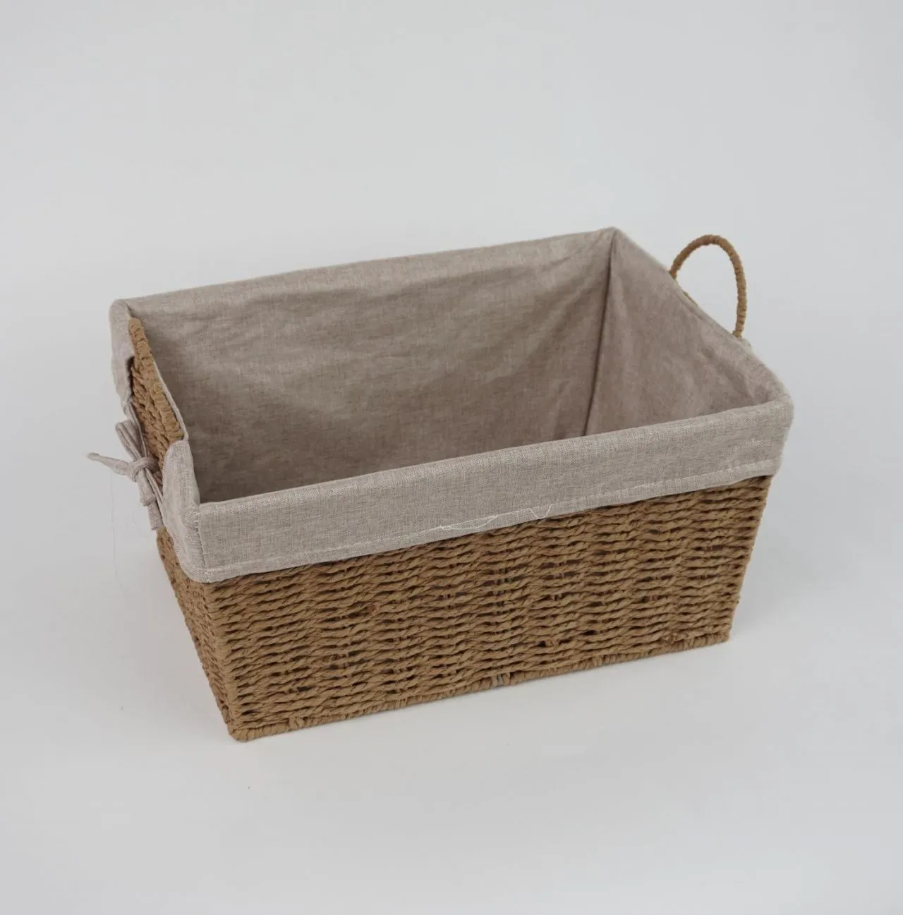 Корзина с ручками на метал каркасе плетеная, с тканевым вкладышем, 37*27*18 см TB-23Z027M-L