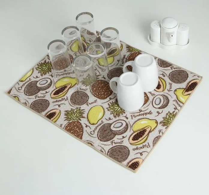 Коврик для сушки посуды 38х51 см, микрофибра "Фрукты"   4717998