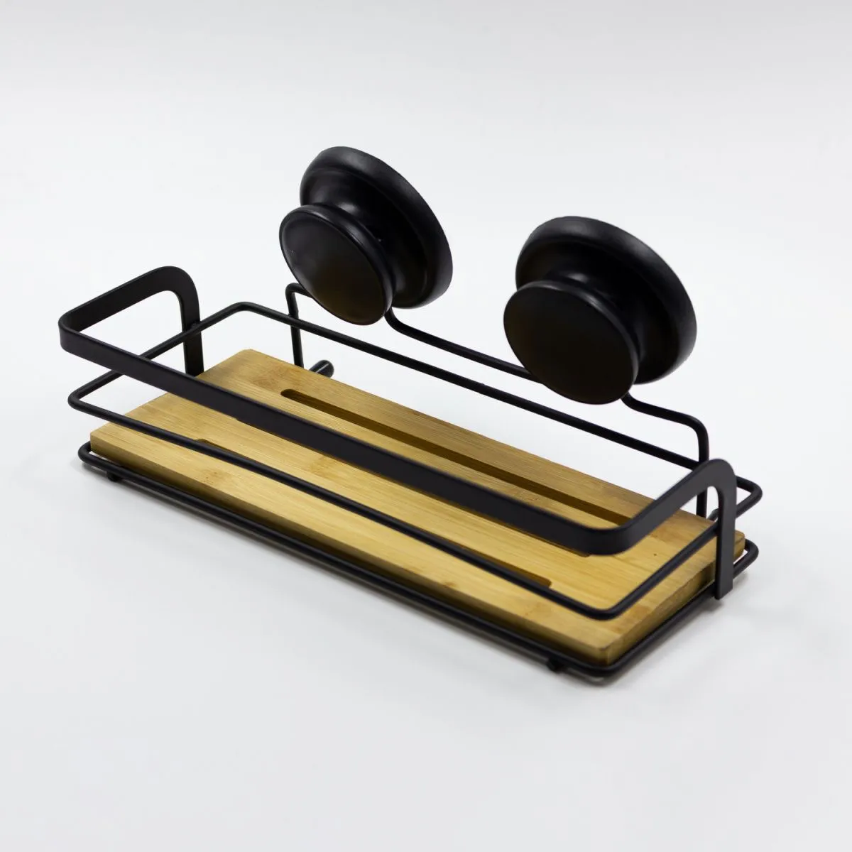 1-ярусная настенная полка с присосками, бамбук